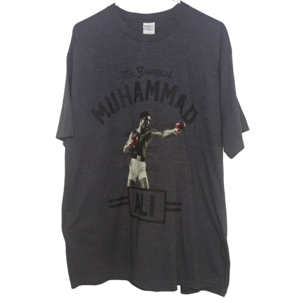 Mens XXL Muhammad Ali Blue Short Sleeve Shirt